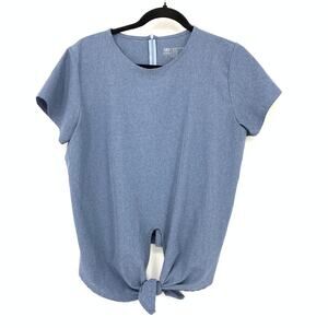Albion Short Sleeve Tie Front Top Womens Size Large Heather Blue